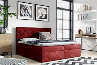 Boxspringbett Schlafzimmerbett 200x200cm LAZARO Nr.3 Rot inkl. Bettkasten
