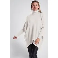PEKIVESSA Longpullover Oversized langer Rollkragenpullover Damen Fledermausärmel (Einzelartikel, 1-tlg) hinten länger