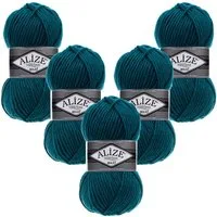 Alize 5 x ALIZE Superlana Maxi Häkelwolle, 100 m, Yarn,Handstrickgarn,Garn,Stickgarn