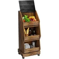 Puluomis Vorratsdose Vorratsdose Kartoffelbox, Gemüsebox mit Rollen, Kartoffelkiste, (Gemüsebehälter mit Belüftung und Brotfach, Aufbewahrung von Gemüse und Obst, Kartoffelbox braun schwarz)
