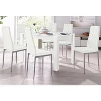 OTTO home Essgruppe Tisch, Stuhl, (Set, 5-tlg., 5tlg. Set. Tisch 120 cm plus 4 Stühle), Tisch 120 cm, 4 Stühle in Lederoptik