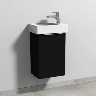 Sanipa 3way Waschtischunterbau zu Geberit iCon Waschtisch mit 1 Tür, Schwarz-Matt UF65808