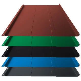 Stehfalz Panel Retro 25 | Dach & Wand | 0,50 mm | Stahl | Prägung | 554 mm Breite | Aluzink, 25 µm Polyester