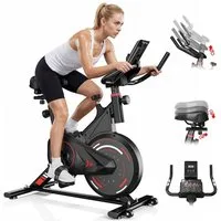 Hamlody Heimtrainer Heimtrainer Fahrrad mit 0-100% Magnetwiderstand (Leises Hometrainer Fahrrad mit LCD-Monitor, Fitnessbike mit Tablet-Halter), Indoor Bike für Cardio-Training, Bis 160KG