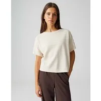 OPUS Strickpullover Strickshirt mit feiner Rippstruktur Verkürzte Länge, lockerer Boxy Fit für lässige Looks
