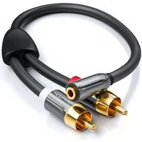 deleyCON deleyCON 0,2m Klinken zu Cinch Adapter - 3,5mm Buchse zu 2x RCA Cinch Audio-Kabel