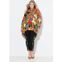MIAMODA Longbluse Bluse A-Linie Alloverdruck Zierfalten