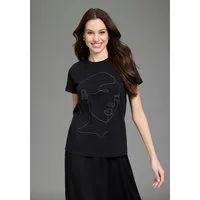 Laura Scott T-Shirt mit Stickerei, schimmernde Optik, moderner Look