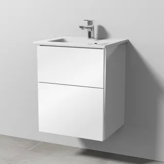 Sanipa 3way Keramik-Set Venticello Keramik-Waschtisch und Unterbau mit 2 Auszügen, Weiß-Glanz BS32078