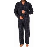 Normann Pyjama Herren langarm Flanell Pyjama Set Schlafanzug zum durchknöpfen