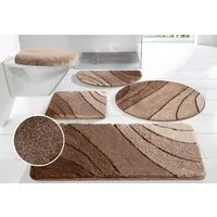 OTTO home Badematte Josie, Badvorleger, Badezimmer Teppich, Höhe 20 mm, rutschhemmend beschichtet, schnell trocknend, strapazierfähig, fußbodenheizungsgeeignet, Polyester, rund, Badteppich, Badematten, rechteckig, rund & als 3-tlg. Set erhältlich