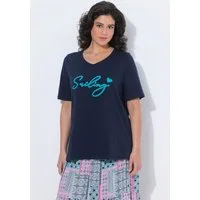 Ulla Popken T-Shirt T-Shirt Sailing Classic V-Ausschnitt Halbarm