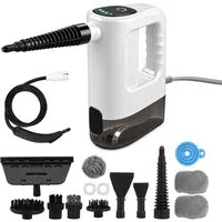 CkeyiN Handdampfreiniger Mehrzweck-Dampfreiniger 15s Aufheizzeit 150-450 Kpa Dampf 3 Stufe, 1200 W, mit 400-ml-Wassertank 13 Zubehörteilen gegen Fett-und Kalkablagerungen