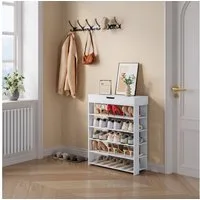 en.casa Schuhregal, »Boppeelo« mit Schublade 94 x 75 x 30 cm 5 Ablagen Weiß