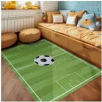 SIMPEX24 Teppich Fußballstadion, Rechteckig, Höhe: 7 mm, Kinderteppich Fußballstadion Teppich Kinderzimmer Rutschfest Waschbar