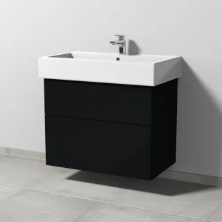 Sanipa 3way Waschtischunterbau zu Duravit Vero Waschtisch mit 2 Auszügen, Schwarz-Matt SF71708