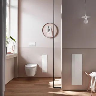 emco Schrankmodul asis pure mit Glasfront Türanschlag links, Unterputz, 730mm, alpinweiss matt, 9755 975528406