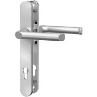 BASI Drückergarnitur Schmalrahmen-Garnitur PZ 92/8 mm, AluTürbeschlag (Packung), Silber, für 45-82 mm Türstärke, rundes Langschild, PZ-Lochung