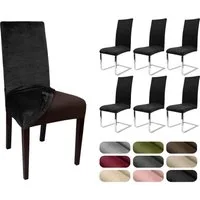 Beautex Stuhlhusse Samt Stretch für Stühle & Schwingstühle 6er Set LEA