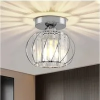 POPOLIC Deckenleuchte Moderne Kristall-Deckenlampe, Mini-Deckenleuchten aus Kristall, Halogen, LED wechselbar, Glühlampe, Silber-Kristall Leuchte, E27-Kronleuchter für Wohnzimmer, Flur