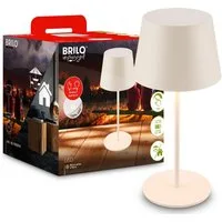 Briloner Leuchten Tischleuchte LED Tischlampe kabellos akku dimmbar In-/Outdoor Wohnzimmer, Einzelpack, LED fest integriert, 3.000K - Warmweiß, mit Akku, In-/Outdoor, USB-C, warmweiß, IP44, weiß, 35 cm