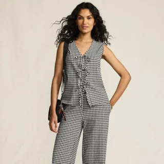 Ärmelloses Gingham-Top mit Schnürung für Damen, Damen, size: regular, Rot, Baumwolle/Polyester/Baumwoll-Mischung, by Lands' End