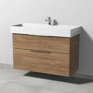 Sanipa 3way Waschtischunterbau zu Duravit Dura Square Waschtisch mit 2 Auszügen, Eiche-Kansas UM42759