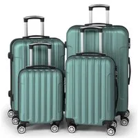 LALAHO Trolley Kofferset Hartschale Reisekoffer, 360° Rollen, 4 Rollen, 4er Set Handgepäck, moderner Koffer, Teleskopstange, Türkis