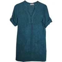 Sommerkleid Leinen Kleid Lochmuster Deep Ocean Sommerkleid 40 M