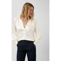 s.Oliver Langarmbluse Bluse Bluse aus Satin mit tiefem V-Ausschnitt