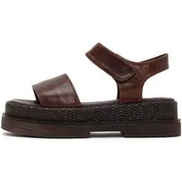 Derimod Keilabsatz-Sandalen aus Leder Sandale Echtes Leder, Lederfutter, Verstellbarer Riemen, Plateau-Design