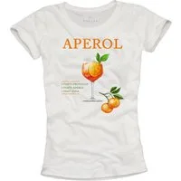 MAKAYA Print-Shirt Damen mit Aperol Spritz Gläser und Orangen Motiv Basic Sommer Top (Frauen, Kurzarmshirt) mit Druck