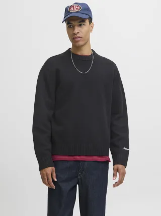 JACK&JONES - JORNORREBRO KNIT CREW NECK SN Black - Gr. - L