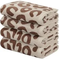 OTTO home Handtuch Set Anna Leopardenmuster, 4-tlg Handtuch-Set, 50x100cm, 100% Baumwolle, Frottiervelours (Set, 4-St), Handtücher, weich, saugstark, modern, Leo, Animal Print
