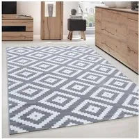 Carpettex Designteppich Geometrisch Design, Läufer, Höhe: 6 mm, Modern Kurzflor Teppich Wohnzimmer Rauten Design Weiß-Pflegeleicht