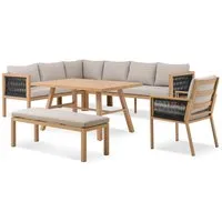 Gardissimo Gartenlounge-Set Luka links / Alu / Gartenmöbelset / Dining Lounge / Holz Optik, (Spar-Set, 4-tlg., komplett-Set), inkl. Auflagen / wetterfest / pflegeleicht