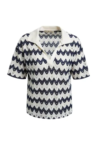Smith&Soul - Boxy cropped T-shirt Crochet Jersey offwhite print - Gr. - XL
