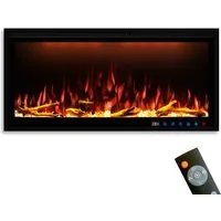 GLOW FIRE Elektrokamin Glow Fire Smart Wall Elektrokamin Einbau LED, Elektrischer Kamin mit Fernbedienung, Timer, 3D Flammenspiel, LED Feuer