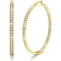 LuxusKollektion Paar Creolen Creolen Edelstahl Damen Hypoallergen Zirkonia Gold 50.0 Millimeter