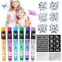 LuxusKollektion Kindertattoo Tattoo Stifte Kinder 6er Glitzer Schablonen Gesicht F
