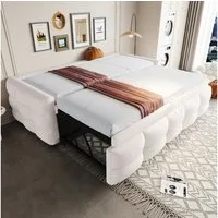Merax Daybett (1 tlg), Polsterbett mit Ausziehbett, Schlafsofa aus Teddy-Samt, 90/180x190 cm