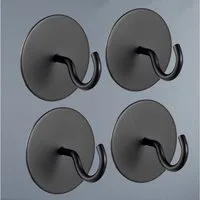 DEKAZIA Klebehaken selbstklebend, Runde Handtuchhaken, Badhaken ohne Bohren mit Klebepads, Badezimmer, WC, Toilette, Küche, Garderobe, Flur, (4er Set, 4 Stk), ohne Bohren, rostfei, zum Kleben, mattes Finish, 2 Farben