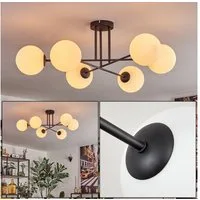 hofstein Deckenleuchte Deckenlampe aus Metall/Glas in Schwarz/Weiß, ohne Leuchtmittel, Leuchte im Retro/Vintage-Design m. Schirmen aus Glas (15cm), 6 x E14