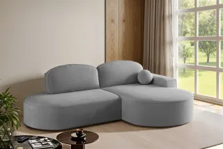 Ecksofa Schlafsofa Sofa GIRONA Stoff Salvador Grafit Ottomane Rechts