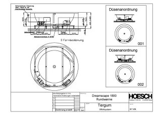 Hoesch Whirlwanne Dreamscape Rund 1800 mit System Tergum Whirl Weiss/Chrom/Motor rechts 6114N.010305001