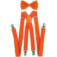 axy Hosenträger Herren Hosenträger mit Fliege Set (2-St., 2er Set) 4 Stabile Clips X-Form 2,5cm Breit verstellbar und elastisch
