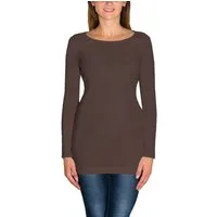 Alkato Langarmshirt Alkato Damen Langarm Longshirt Langarmshirt Tunika Basic Shirt