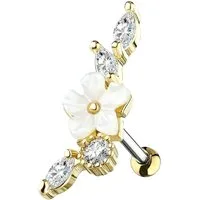 Taffstyle Piercing-Set Knorpel Ohrstecker Vintage Blume mit Kristallen, Tragus Helix Cartilage Ear Piercing 316 L Chirurgenstahl Stud Strass