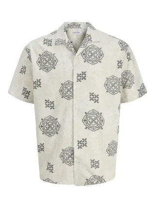 JACK&JONES - JJALFREDO SLUB RESORT SHIRT SS Moonbeam - Gr. - L