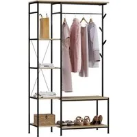 EUGAD Kleiderständer, (1 St), mit Sitzbank, 3 in 1 Design, 100x175x40 cm